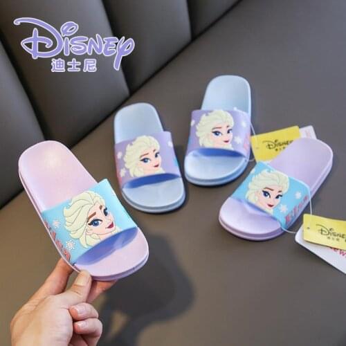 Disney Summer Children Slippers For Girls Princess Shoes Cartoon Kids Shoes Indoor Bathroom Slippers EVA Beach Sandal Non-slip