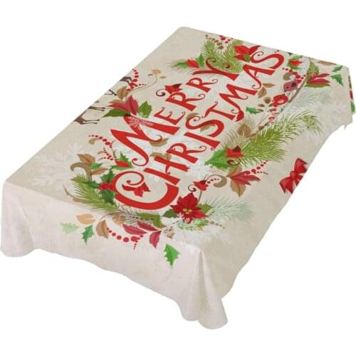 Merry Christmas Deer Table Cloth Table Cover for Dining Kitchen Parties