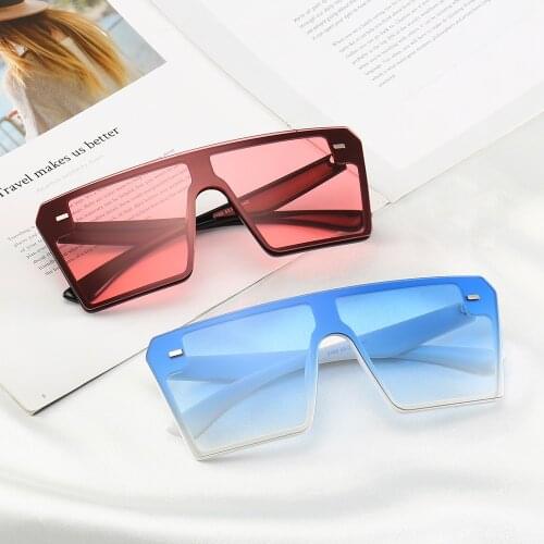 PAMASEN Big frame Fashion Design Siamese Sunglasses Men Wome UV400 PC Sun Glasses Female Eyewear Web Celebrity Style