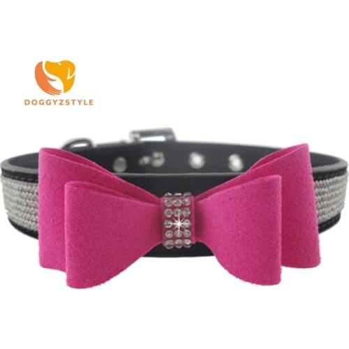 Cloth Personalized Dog Collar Bell Rhinestone Custom Cat Supply Collars Pet Neck Strap For Small Medium Dogs DOGGYZSTYLE