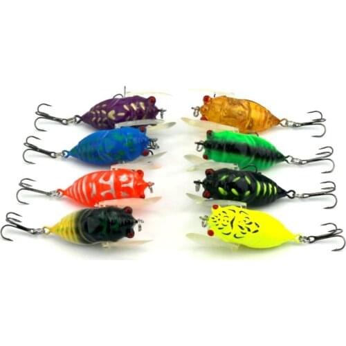 8pcs/lot Hard Plastic Fishing Lures Pesca Fishing Bait Wobblers Insect Lures Cicada Baits Fishing Lures 8-colors 4cm 6.4g