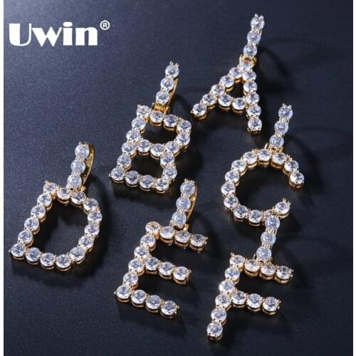 UWIN 26 Intial Letters Necklace Iced Cubic Zirconia A-Z Pendant Tennis Letters Fashion Men Necklace Jewelry Wholesale For Women