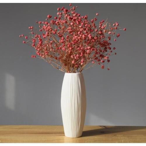 8 inch Waterfall Textured Elegant Design Vase White Ceramic Flower Vase Desktop Ornament for Home Decor