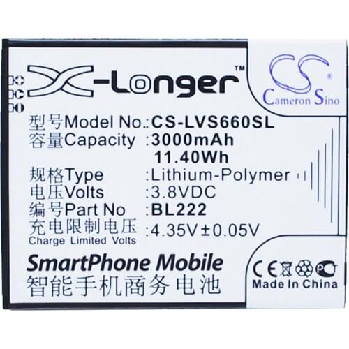 Cameron Sino Mobile SmartPhone Replacement Li-Polymer Battery 3000mAh For BL222 TCL S660, S668T Free Tools