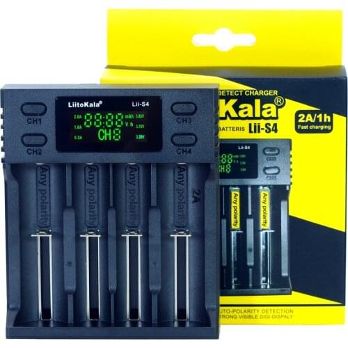 Liitokala Lii-S4 LCD 3.7V 18650 18350 18500 16340 21700 20700B 20700 10440 14500 26650 1.2V AA AAA Ni-MH battery charger
