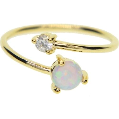 Women Wedding Rings SIMPLE DESIGN Gold Color Cubic Zirconia opal Gem Engagement Ring Female Jewelry Anillos Gift Jewellery