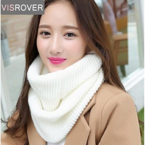 VISROVER Winter Women Neck Scarf Warm Infinity Snood Ladies Ring Loop Scarf Fashion Circle Kniited Solid Color Scarves