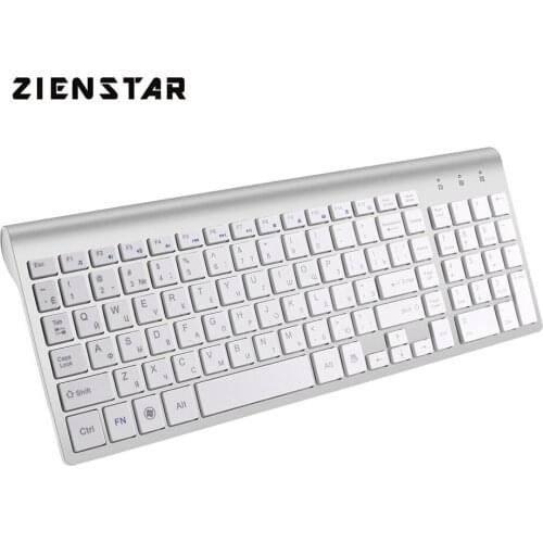 Zienstar English Wireless Mute Keyboard 2.4G Stable Connection with USB Receiver 4 Colors for Office Home Travel Presentation