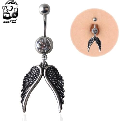 1pc/lot Punk Style Retro Feather Navel Piercing Nombril Surgical Steel Belly Button Ring Navel Piercing Body Jewelry Nice Gift