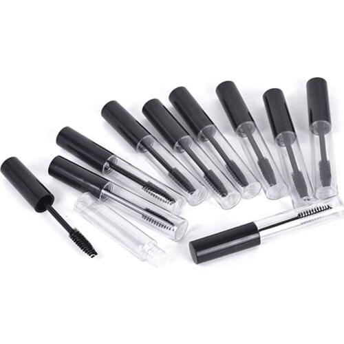 10ml Empty Mascara Tube Eyelash Cream Vial Liquid Bottle Container Silver Black Cap with Plug Cosmetic Mascara Packaging 20pcs