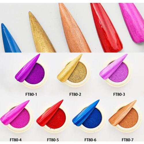 2.5g-jar Metallic Solid Mirror Powder with Eyeshadow Sticks 7-color Chrome Pigment Iridescent Pearl Nail Glitters HS23D-P3ND