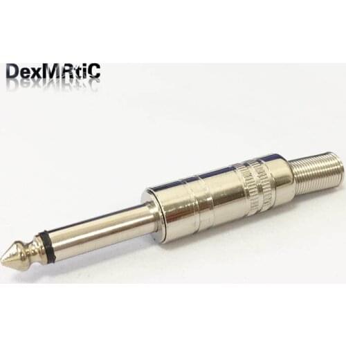 2pcs 6.35mm mono male connector soldering microphone plug straight type