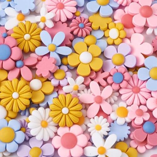 200-240pcs Resin Flower Flatback Cabochon Slime Charms Costume Accessories Ornaments for DIY Scrapbooking Craft Decoration