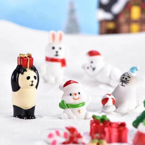 4pcs/lot Santa Claus Snowman Tree DIY Figurines Home Decoration Mini Resin Christmas Decoration high quality