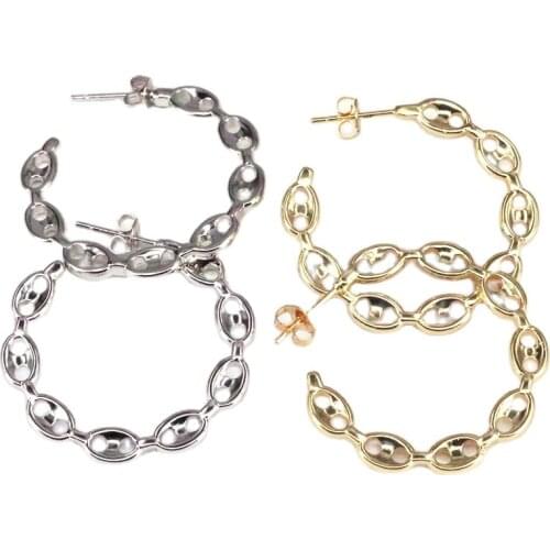 5Pairs Geometric Pig Nose Chain Hoop Earring Hollow Metal C-Shaped Punk Circle Earring Women Party Jewelry