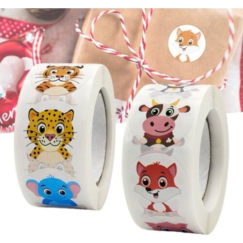 500pcs Zoo Animals Cartoon Stickers For Kids Classic Toys Sticker School Teacher Reward Sticker 8 Designs Pattern Tiger