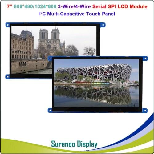 7" 7.0 Inch 1024*600 800*480 3-Wire/4-Wire Serial SPI TFT LCD Module Display Screen With I2C Capacitive Touch Panel