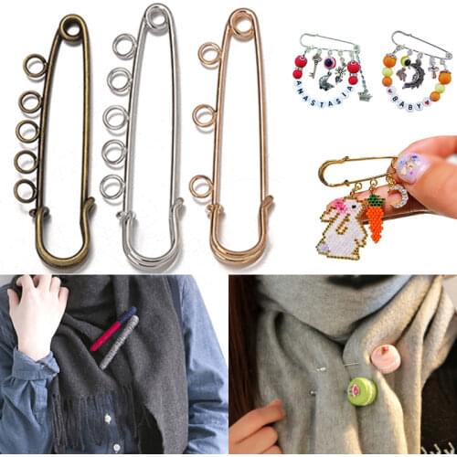 10pcs Safety Brooch Pins Base Accessories 56mm Wedding Bouquet Christmas Brooch for DIY Badges Jewelry Making Parts Supplies