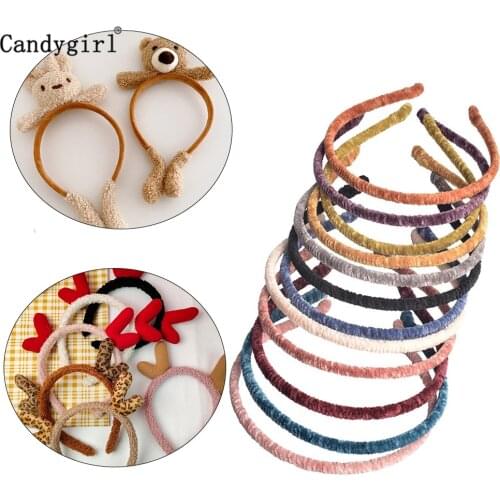 Simple DIY Thin Velvet Headband Plush Head Bezel Hair Bands for Women Winter Hairbands Hair Hoop Accessories