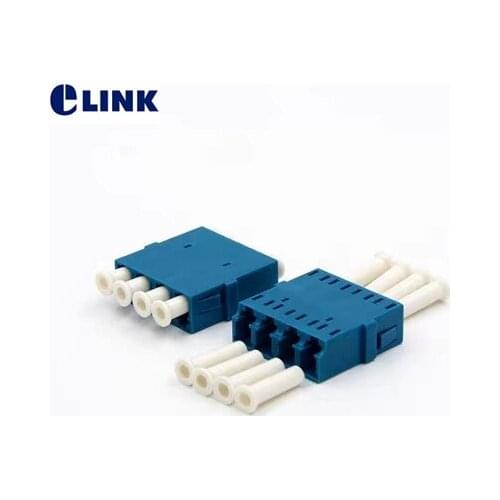20pcs LC Quad adapter SM blue NO flange fiber optic coupler LC UPC Quadruple Single mode ftth adapter free shipping IL