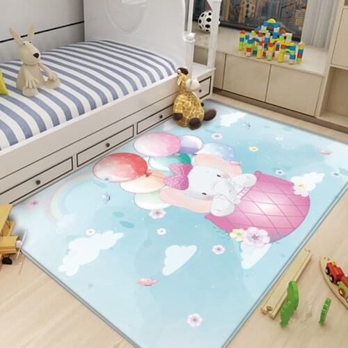 Baby Hand Print Rectangle Children Fashion Carpet Balloon Cute Elephant Pattern Non-Slip Baby Play Children Flannel Carpet
