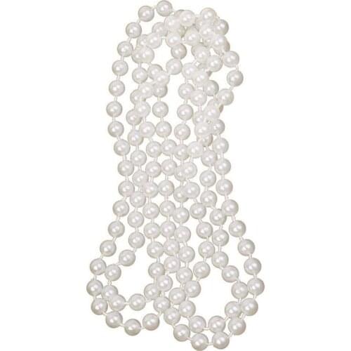 Long Artificial Pearl Necklace White Jewelry Accessory for Flapper Girl Costume 1920s