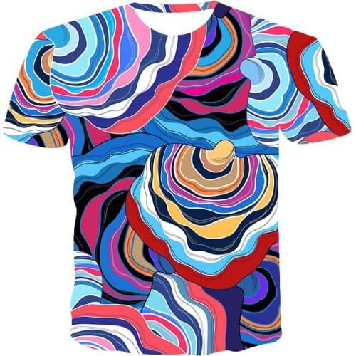 New T-shirts for men, high quality mens T-shirts, womens short-sleeved flower abstract pattern 3D printing mens T-shirts, fas