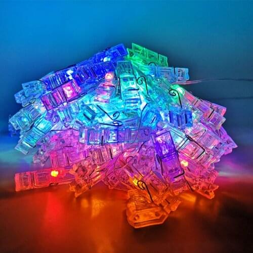 100LEDs 10M Garland Card Photo Clip String Lights Led Fairy Light Xmas Bedroom DIY Clothespin Shapes Battery Christmas Lamp