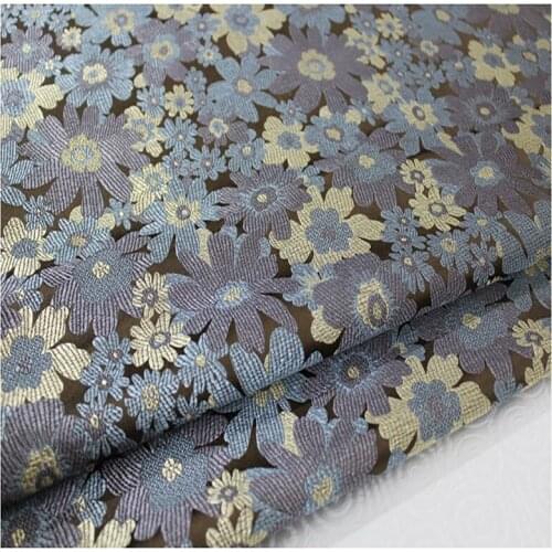 HLQON brocade Tang suit coffee blue fabric patchwork felt tissue telas bed sheet cheongsam dress children coat cloth 75cm width