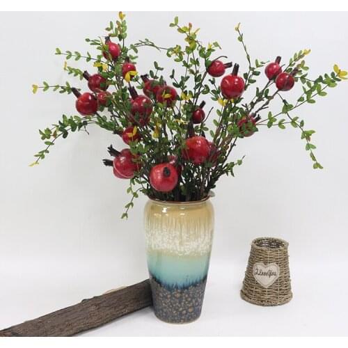 Artificial pomegranate fruit high simulation fruit home landing single long branch Living room decoration floral