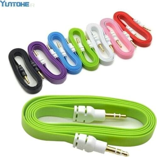1000pcs 3.5mm Jack Male to Jack Male Car Stereo Aux Audio Auxiliary AUX Cable Cord Flat Noodle Audio Cable For Computer Phone