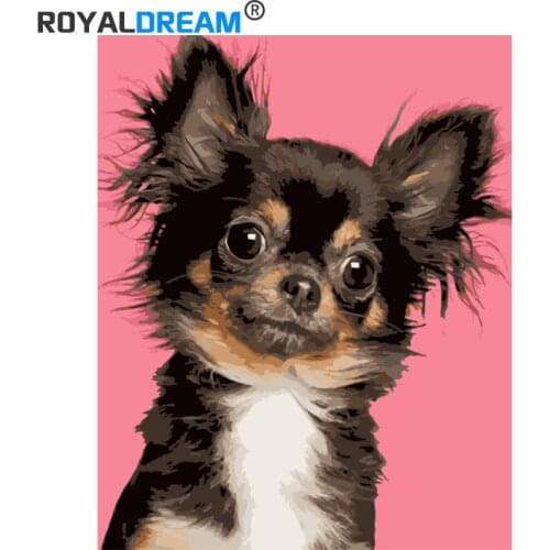 ROYALDREAM A dog with big eyes Painting By Numbers Handpainted Canvas Painting Home Wall Art Picture For Living Room Unique Gift