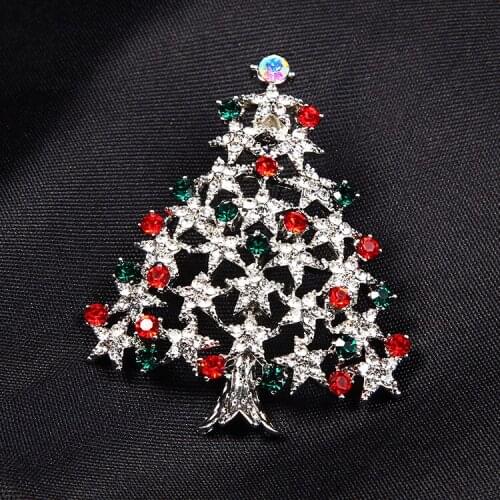 LADYCHIC Luxury Multicolor Zircon Christmas Tree Brooches Pins for Women & Men Xmas Gifts Clothes Accessories Wholesale LH1010