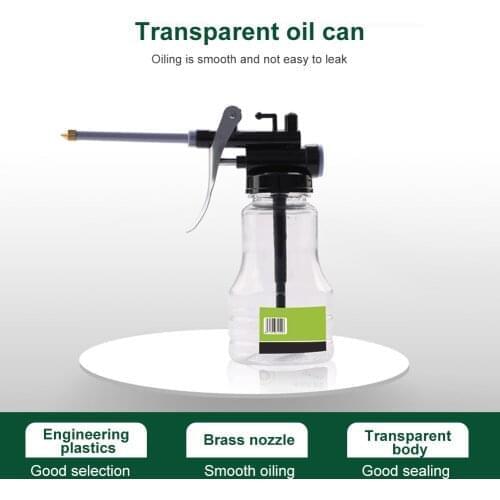 Oiler for Greasing Transparent Oil Can Lubrication High Pressure Pump Oiler Lubricating Oil Plastic Machine 250ml Grease Gun Cle