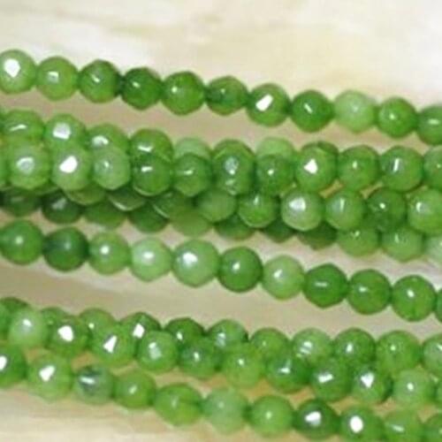 Fashion green stone faceted round high grade chalcedony semi-precious jades stone spacer loose beads jewelry making 15inch FR34