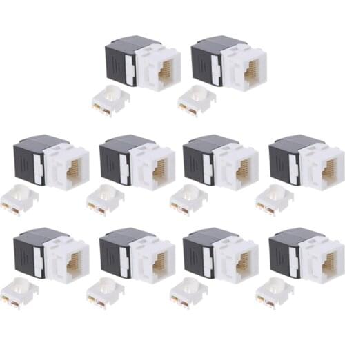 10pcs Gigabit RJ45 CAT6 Keystone Jacks Modules Tool-free Connection Cable adapte
