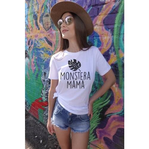 Monstera Leaf mama women fashion pure cotton casual graphic vintage t shirt young aesthetic camisetas mother daystee top L519