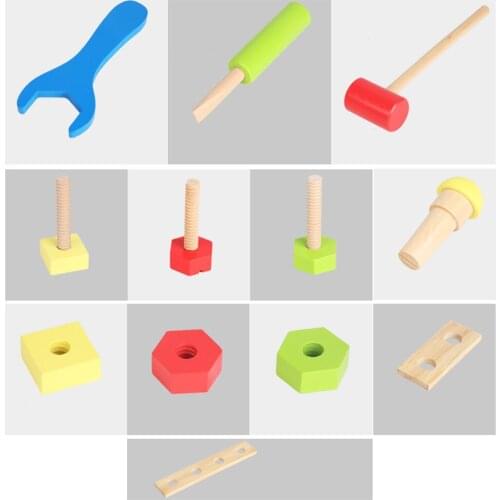 Montessori Wooden Toolbox Kit DIY Fine Sports Screw Nut Toys Educational Toy Construction Tools for Preshcool Kids Education