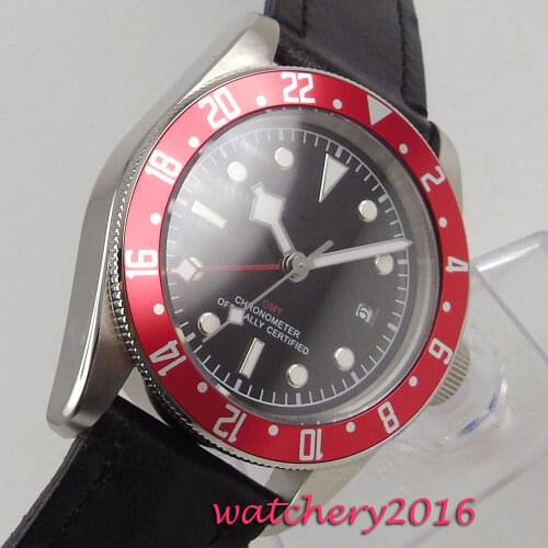 41mm Corgeut steirle Black Dial GMT Sapphire Super LUME automatic movement mens Watch