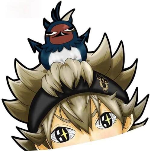 Personality Black Clover Asta Peeker Car Stickers Waterproof Pull Flower Scratch-proof Windshield Decals Apply To Car Window