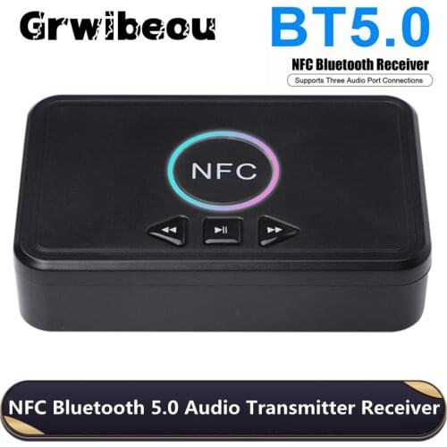 NFC Bluetooth-compatible 5.0 Receiver A2DP AUX 3.5mm RCA Jack USB Smart Playback Stereo Audio Wireless Adapter For Car Speaker