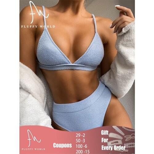2021 Solid Swimsuit Women High Waist Bikinis Set New Sexy Push Up Swimwear Two-pieces Bikini Set Summer Beach Wear Swimming Suit