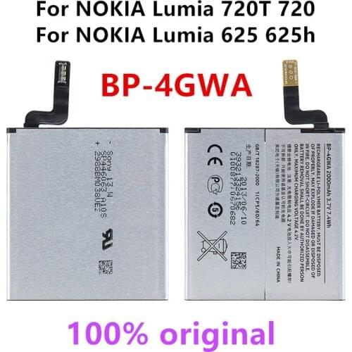 Original BP-4GWA 2000mAh Replacement Battery For NOKIA Lumia 720T 720 625 625h RM-885 Zeal BP4GWA Li-Polymer Batteries