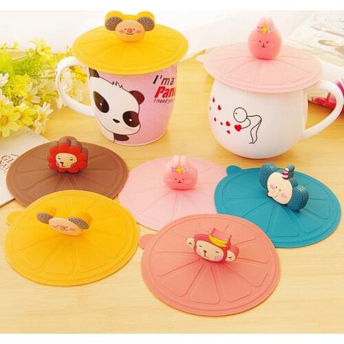 10.8cm Cute Animal Silicone Leakproof Dustproof Sealed Coffee Mug Cup Lid Cover