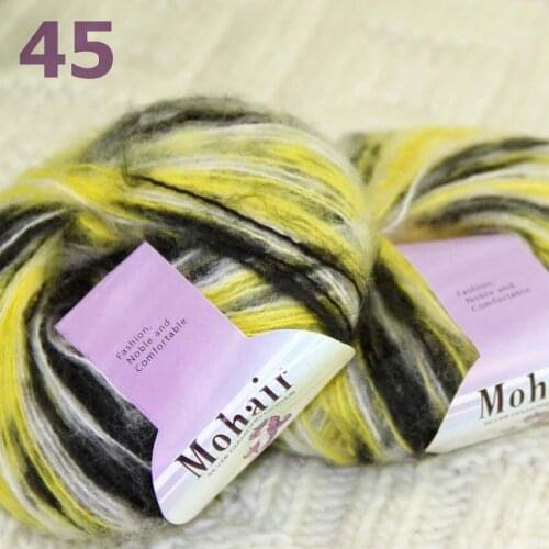 Sale New 2BallsX25g Luxury Soft Mohair Warm Wrap Shawl Hand Knit Crochet Yarn 291-45 Black White Yellow
