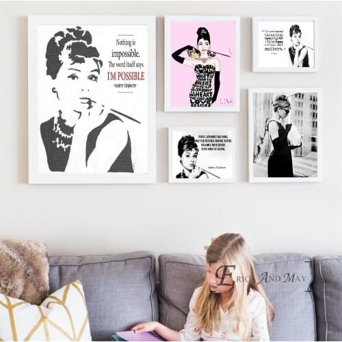 Retro Audrey Hepburn Motivation Canvas Prints Modern Painting Posters Wall Art Pictures For Living Room Decoration No Frame