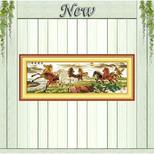 Wishing success horse decor painting counted printed on canvas DMC 14CT 11CT Chinese Cross Stitch Needlework Set Embroidery kits