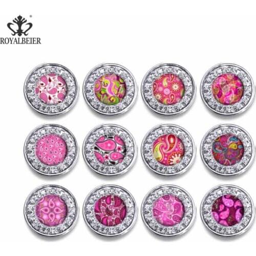 ROYALBEIER HOT 12pcs/lot Acrylic 18MM Rhinestone Cashew flowers Buttons DIY Bowknot Flower Accessory Buttons For Women KZ1005