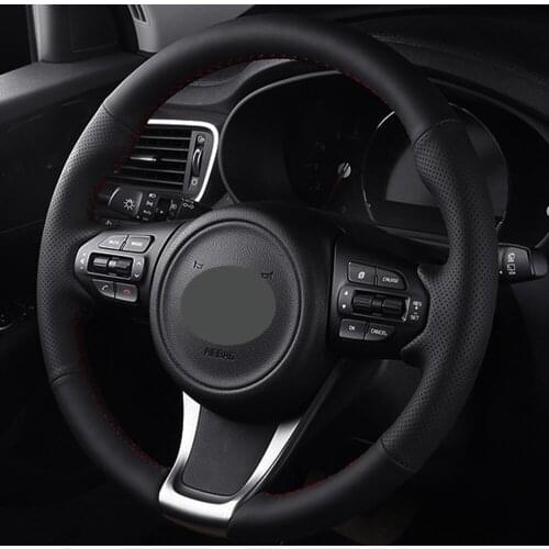 DIY Black Faux Leather Car Steering Wheel Cover For Kia K2/K3 fcrte KX3 Pegas kx cross zhisportage K5 sportage R DIY custom