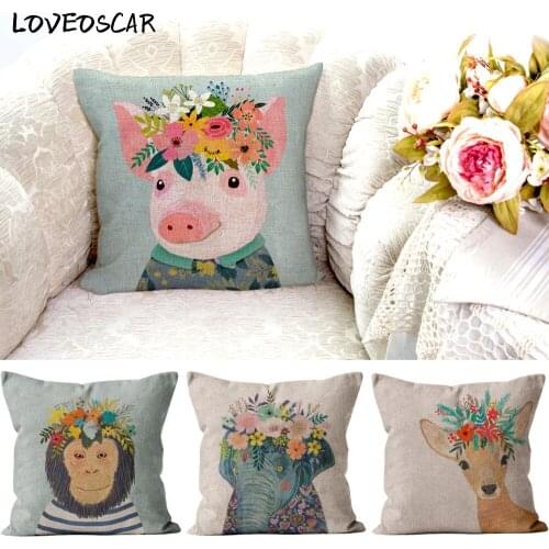 Nordic Flower Abstract Animal Character Kids Room Textile Garden Sofa Designer Cushion Cover Pillow Set Party Country Decor